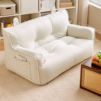 Contemporary Scandinavian Cotton Linen EPS Bunny Shaped Rectangular Sofa With Backrest Armrests For Living Room