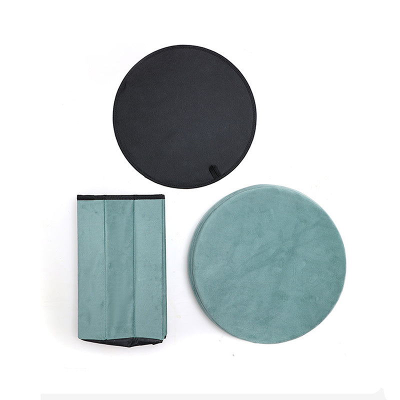 Modern Minimalist Linen Teddy Fleece Textured Cylindrical Low Stool Storage For Living Room