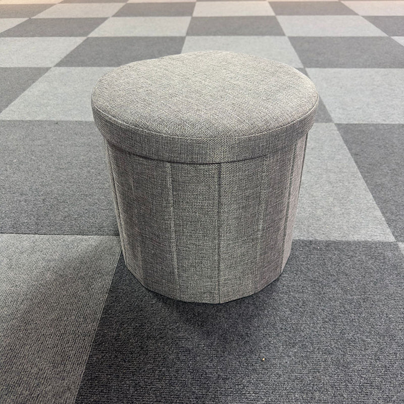 Modern Minimalist Linen Teddy Fleece Textured Cylindrical Low Stool Storage For Living Room