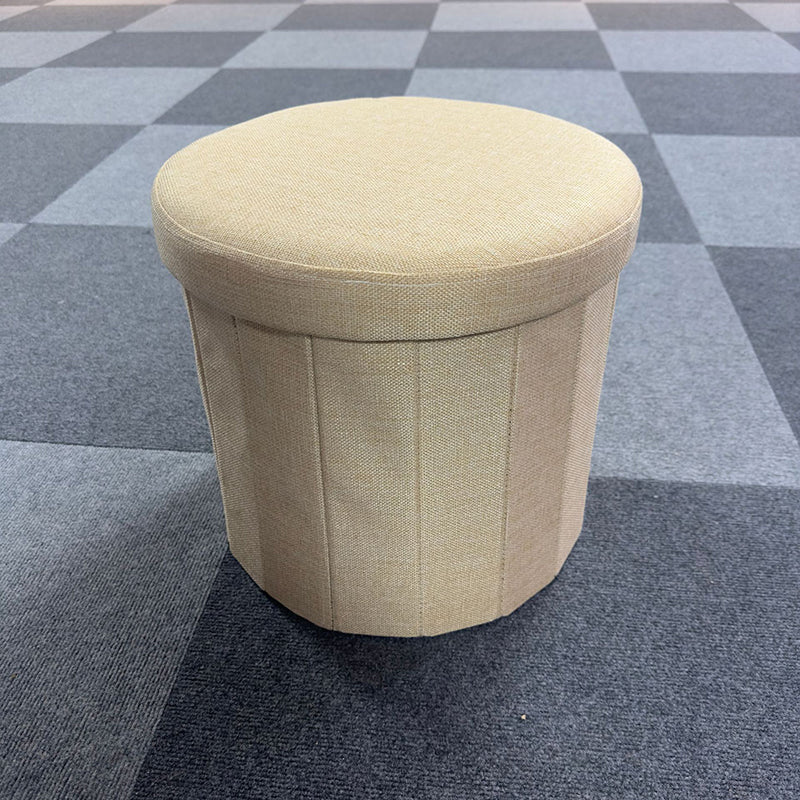 Modern Minimalist Linen Teddy Fleece Textured Cylindrical Low Stool Storage For Living Room