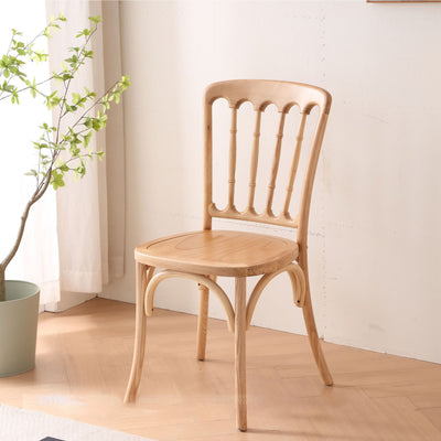 Traditional Chinese Solid Wood Rattan U-Shaped Rounded Dining Chair With Backrest For Dining Room
