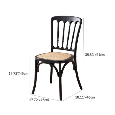 Traditional Chinese Solid Wood Rattan U-Shaped Rounded Dining Chair With Backrest For Dining Room