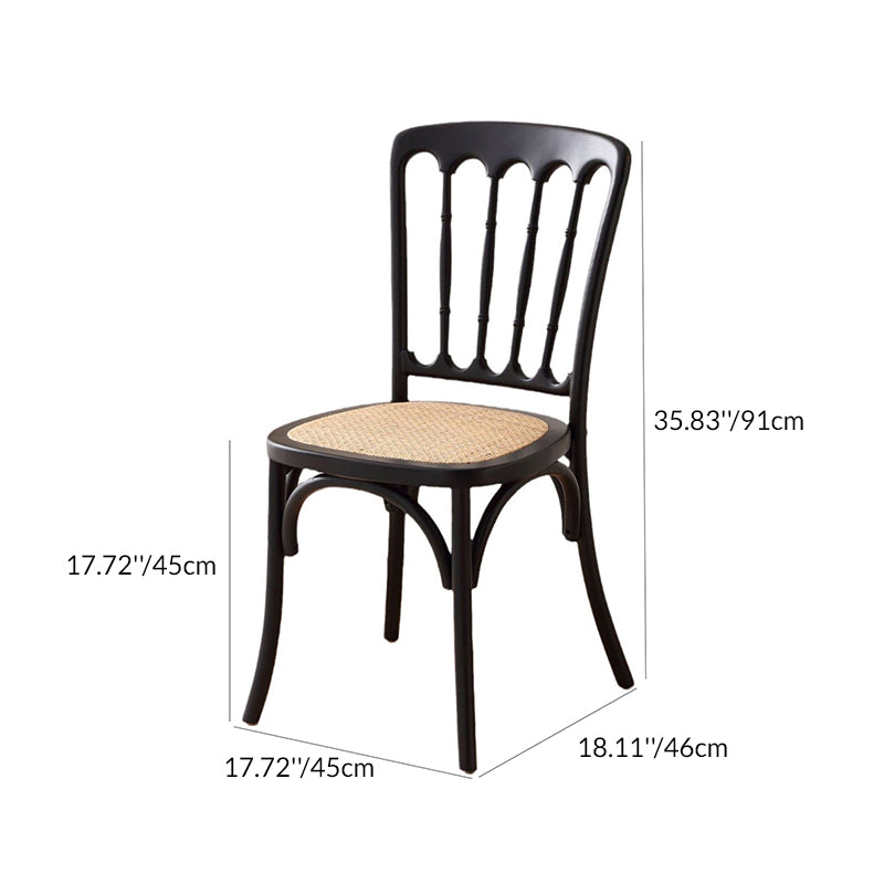 Traditional Chinese Solid Wood Rattan U-Shaped Rounded Dining Chair With Backrest For Dining Room