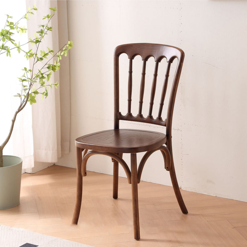 Traditional Chinese Solid Wood Rattan U-Shaped Rounded Dining Chair With Backrest For Dining Room
