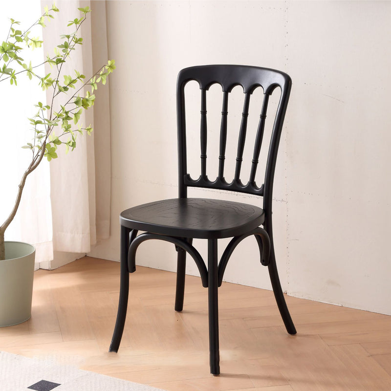 Traditional Chinese Solid Wood Rattan U-Shaped Rounded Dining Chair With Backrest For Dining Room