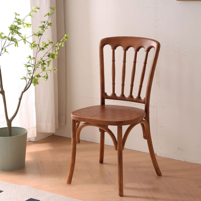 Traditional Chinese Solid Wood Rattan U-Shaped Rounded Dining Chair With Backrest For Dining Room