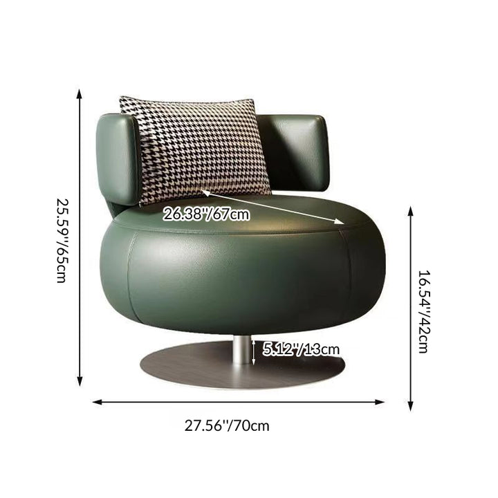 Chaise d'appoint ronde incurvée contemporaine scandinave pour salon, en cuir anti-rayures, acier inoxydable, avec dossier 