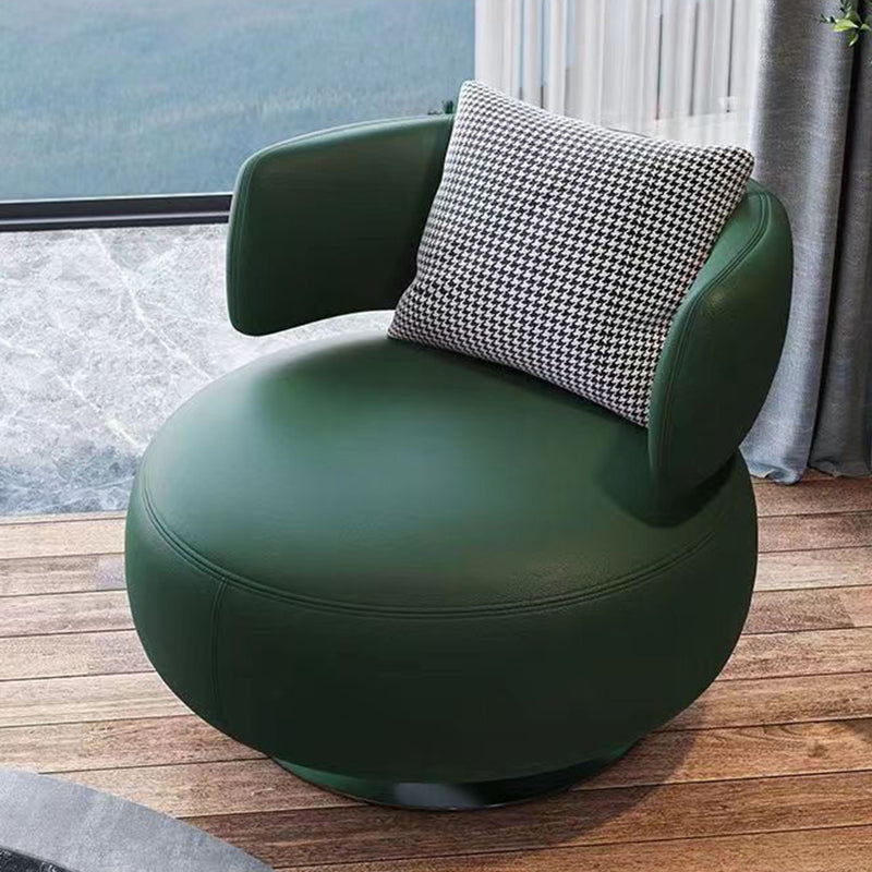 Contemporary Scandinavian Cat Scratch Leather Stainless Steel Curved Round Accent Chair With Backrest For Living Room