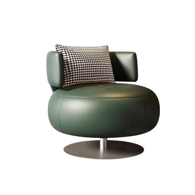 Contemporary Scandinavian Cat Scratch Leather Stainless Steel Curved Round Accent Chair With Backrest For Living Room