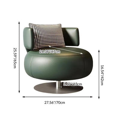 Contemporary Scandinavian Cat Scratch Leather Stainless Steel Curved Round Accent Chair With Backrest For Living Room