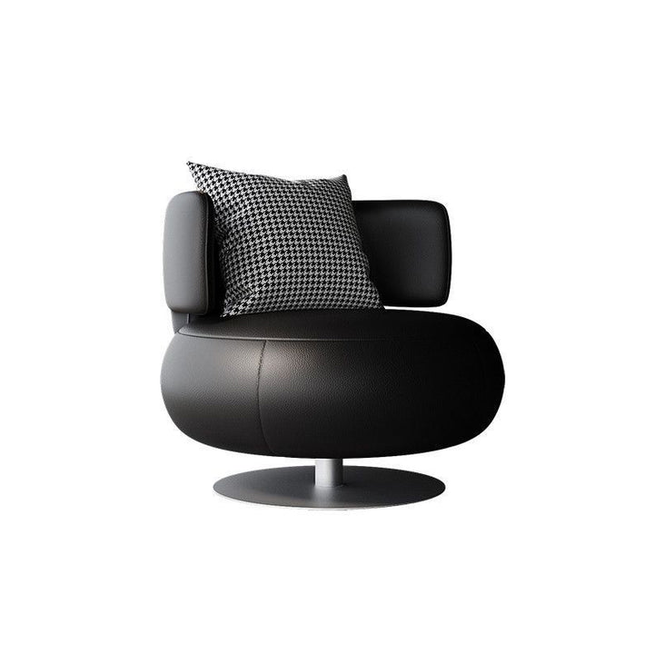 Contemporary Scandinavian Cat Scratch Leather Stainless Steel Curved Round Accent Chair With Backrest For Living Room
