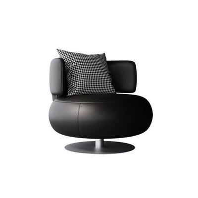 Contemporary Scandinavian Cat Scratch Leather Stainless Steel Curved Round Accent Chair With Backrest For Living Room