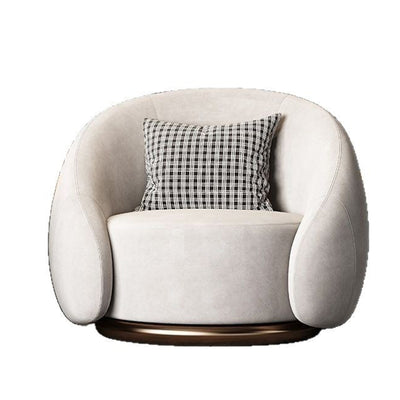 Modern Luxury Velvet Solid Wood Stainless Steel Semi-Enclosed Round Accent Chair Backrest For Living Room
