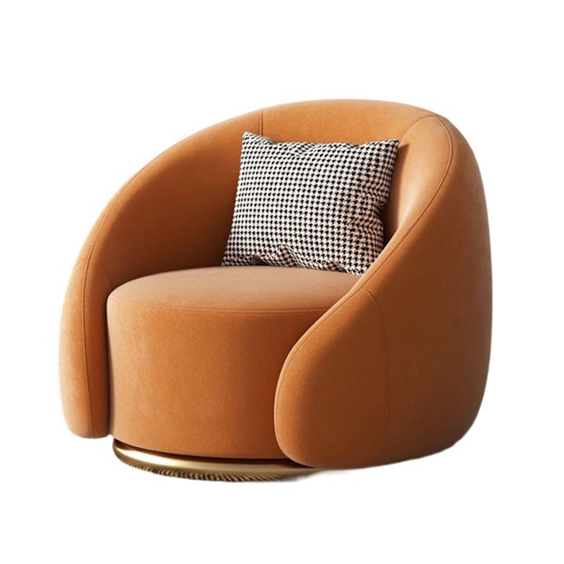 Modern Luxury Velvet Solid Wood Stainless Steel Semi-Enclosed Round Accent Chair Backrest For Living Room