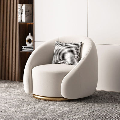 Modern Luxury Velvet Solid Wood Stainless Steel Semi-Enclosed Round Accent Chair Backrest For Living Room