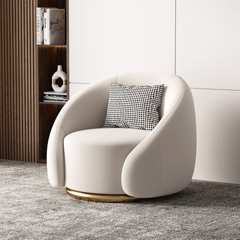 Modern Luxury Velvet Solid Wood Stainless Steel Semi-Enclosed Round Accent Chair Backrest For Living Room
