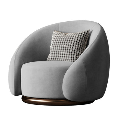 Modern Luxury Velvet Solid Wood Stainless Steel Semi-Enclosed Round Accent Chair Backrest For Living Room