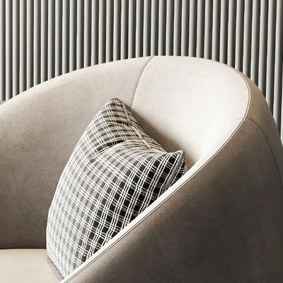 Modern Luxury Velvet Solid Wood Stainless Steel Semi-Enclosed Round Accent Chair Backrest For Living Room
