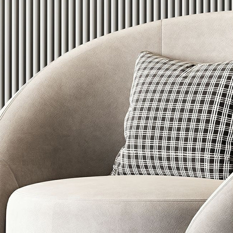 Modern Luxury Velvet Solid Wood Stainless Steel Semi-Enclosed Round Accent Chair Backrest For Living Room