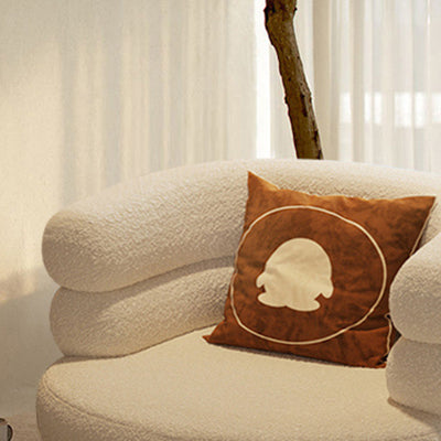 Contemporary Creative Lambswool Metal Semi-Enclosed Cylindrical Lounge Chair With Backrest & Armrests For Bedroom