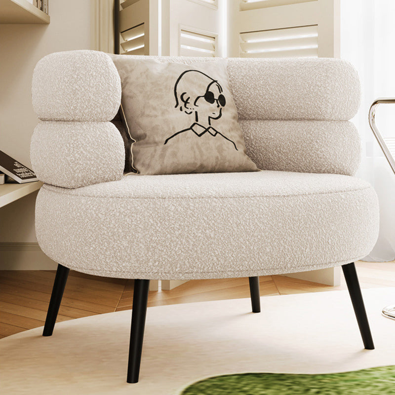 Fauteuil de salon cylindrique semi-fermé en métal et laine d’agneau créative contemporaine avec dossier et accoudoirs pour chambre à coucher 