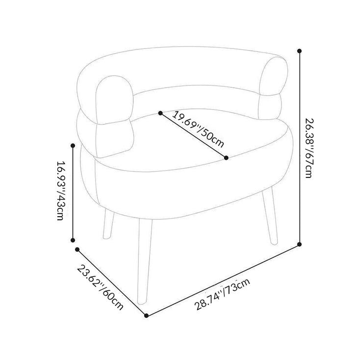 Fauteuil de salon cylindrique semi-fermé en métal et laine d’agneau créative contemporaine avec dossier et accoudoirs pour chambre à coucher 