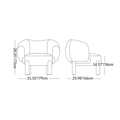 Contemporary Creative Velvet Solid Wood Curved Round Accent Chair With Backrest For Living Room