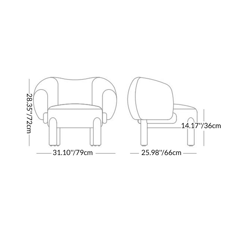Contemporary Creative Velvet Solid Wood Curved Round Accent Chair With Backrest For Living Room