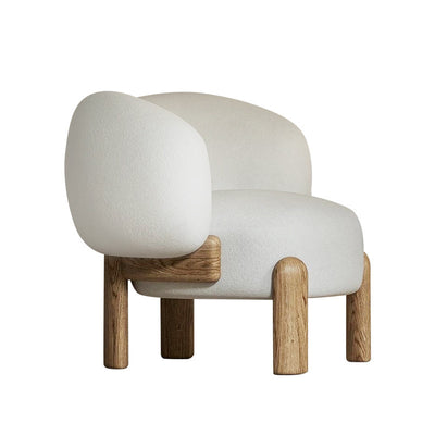 Contemporary Creative Velvet Solid Wood Curved Round Accent Chair With Backrest For Living Room