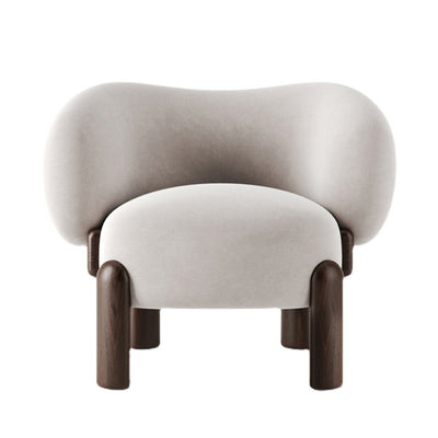 Contemporary Creative Velvet Solid Wood Curved Round Accent Chair With Backrest For Living Room