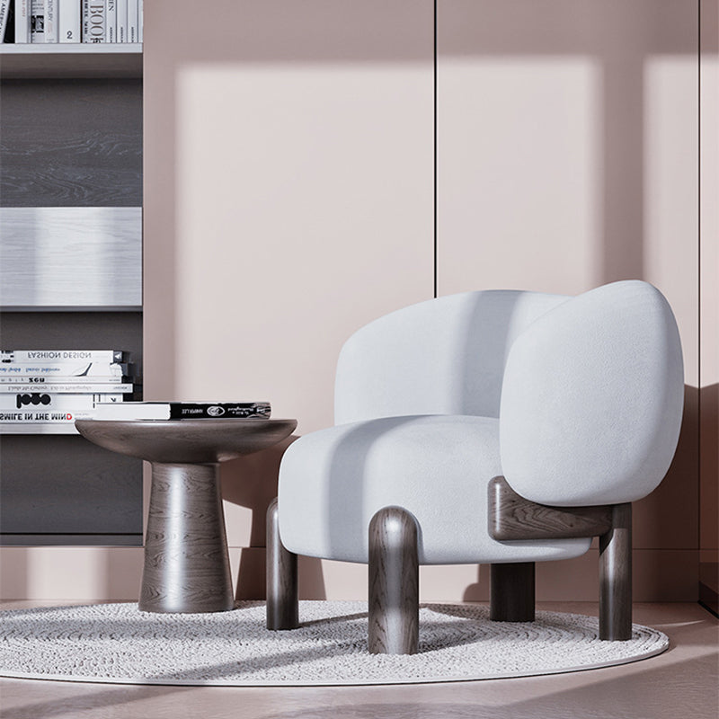 Contemporary Creative Velvet Solid Wood Curved Round Accent Chair With Backrest For Living Room