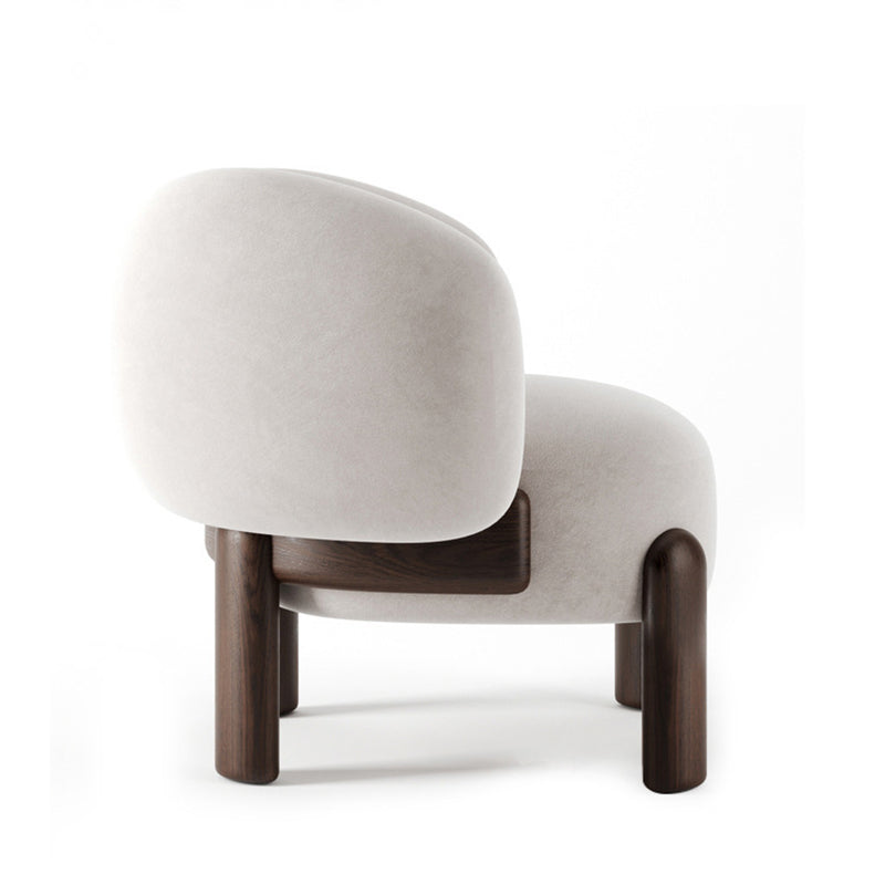 Contemporary Creative Velvet Solid Wood Curved Round Accent Chair With Backrest For Living Room