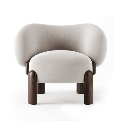 Contemporary Creative Velvet Solid Wood Curved Round Accent Chair With Backrest For Living Room
