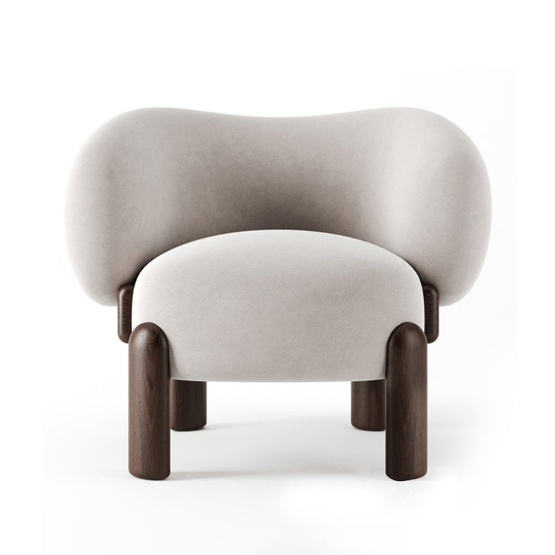 Contemporary Creative Velvet Solid Wood Curved Round Accent Chair With Backrest For Living Room