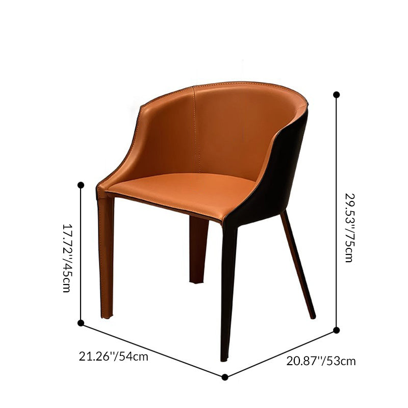 Modern Luxury Saddle Leather Carbon Steel Curved Semi-Round Dining Chair With Backrest For Dining Room