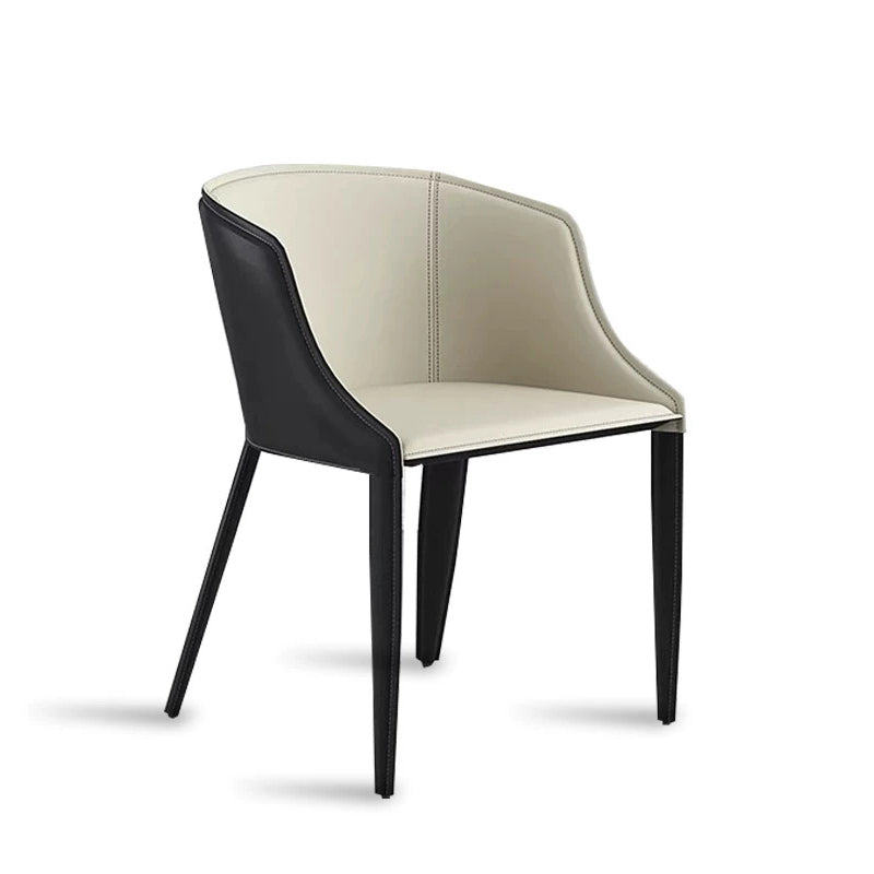 Chaise de salle à manger moderne de luxe en cuir de selle et acier au carbone, courbée, semi-ronde, avec dossier, pour salle à manger 