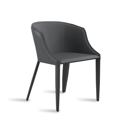 Modern Luxury Saddle Leather Carbon Steel Curved Semi-Round Dining Chair With Backrest For Dining Room