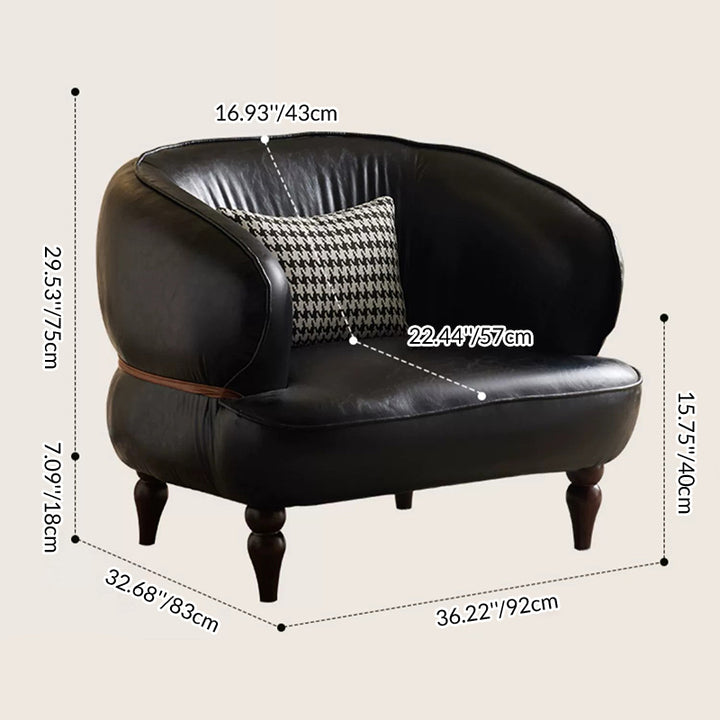 Traditional Vintage Oil Wax Leather Corduroy Soild Wood Accent Chair With Backrest Armrests For Living Room