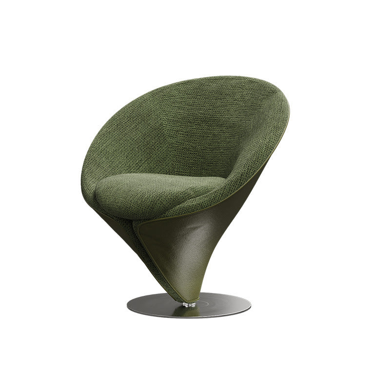 Traditional Chinese Velvet Wood Metal Swivel Round Curved Accent Chair Backrest For Living Room