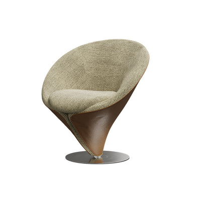 Traditional Chinese Velvet Wood Metal Swivel Round Curved Accent Chair Backrest For Living Room