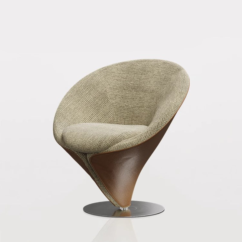 Traditional Chinese Velvet Wood Metal Swivel Round Curved Accent Chair Backrest For Living Room
