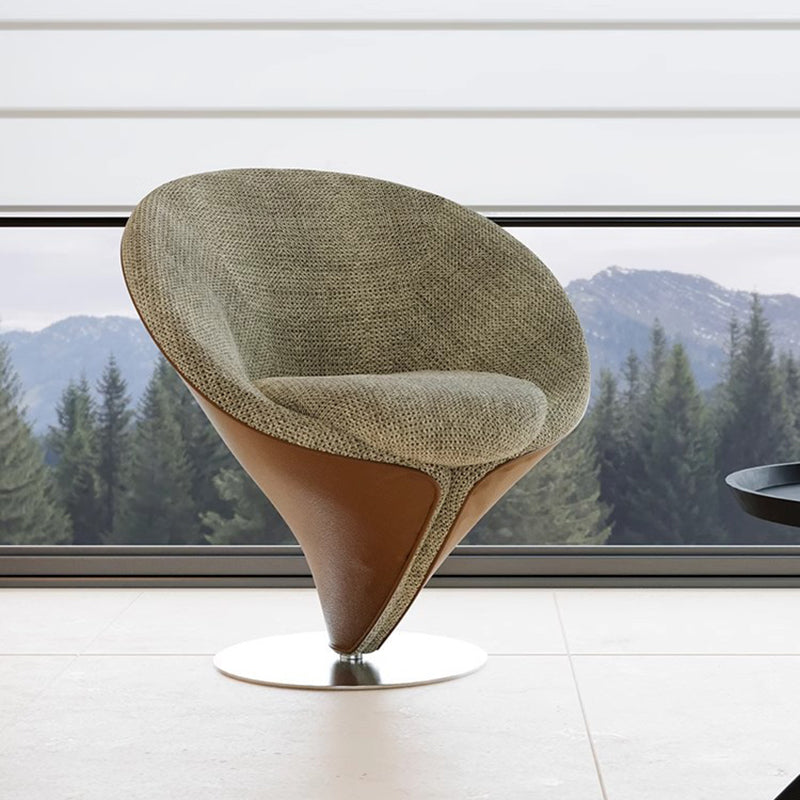 Traditional Chinese Velvet Wood Metal Swivel Round Curved Accent Chair Backrest For Living Room