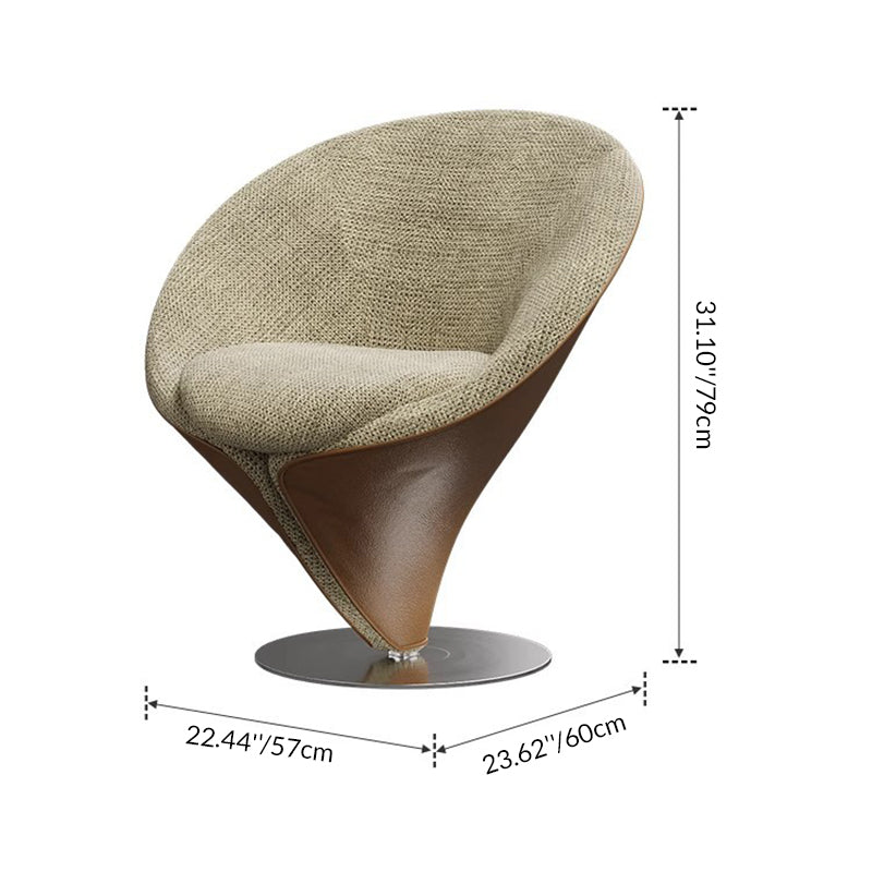 Traditional Chinese Velvet Wood Metal Swivel Round Curved Accent Chair Backrest For Living Room