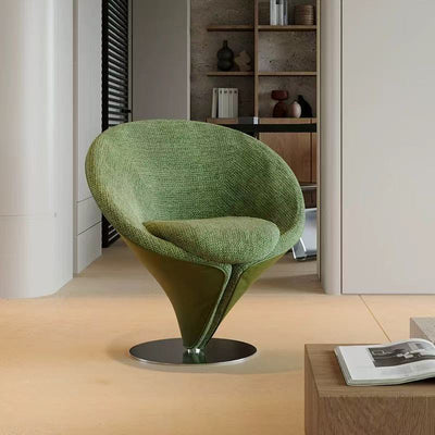 Traditional Chinese Velvet Wood Metal Swivel Round Curved Accent Chair Backrest For Living Room
