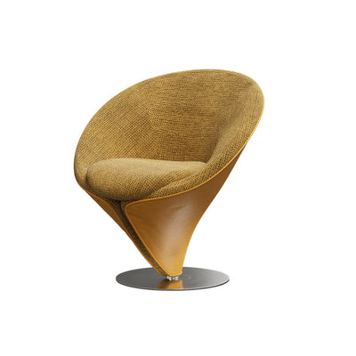 Traditional Chinese Velvet Wood Metal Swivel Round Curved Accent Chair Backrest For Living Room