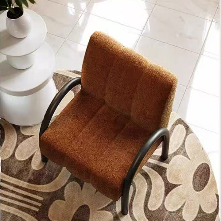 Contemporary Scandinavian Chenille Carbon Steel Curved Square Accent Chair With Backrest Armrests For Living Room