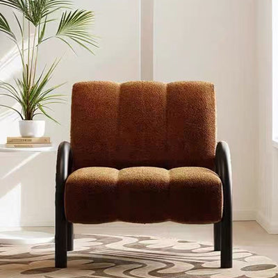 Contemporary Scandinavian Chenille Carbon Steel Curved Square Accent Chair With Backrest Armrests For Living Room