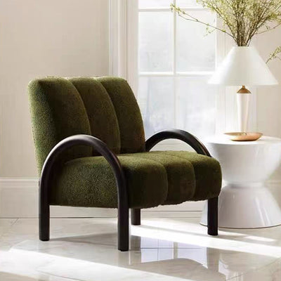 Contemporary Scandinavian Chenille Carbon Steel Curved Square Accent Chair With Backrest Armrests For Living Room