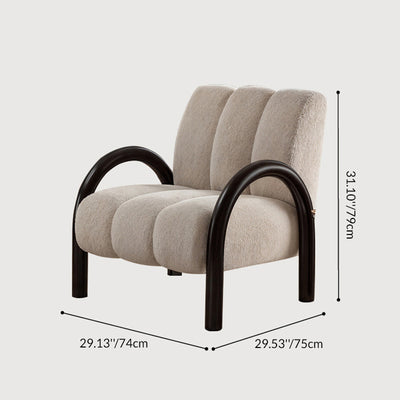 Contemporary Scandinavian Chenille Carbon Steel Curved Square Accent Chair With Backrest Armrests For Living Room