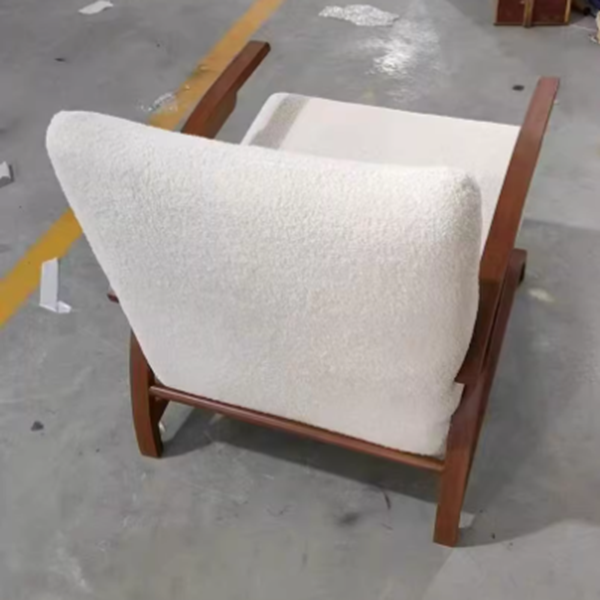 Zeitgenössischer kreativer Teddy-Fleece-Kohlenstoffstahl gebogene quadratische Akzentstuhl mit Rückenlehne und Armlehnen für das Wohnzimmer 